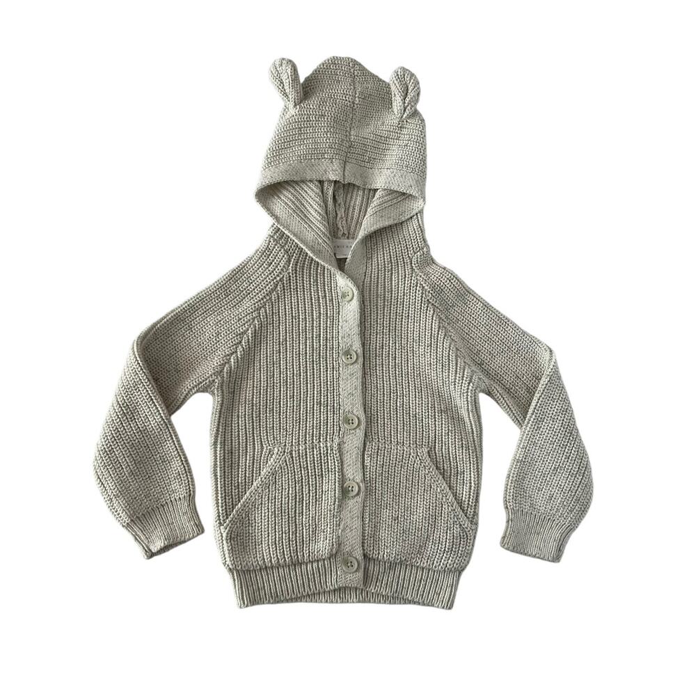 NWOT Jamie Kay Fog Fleck Bear Hoodie Sweater (1YR)